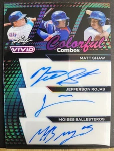 2024 Leaf Vivid Matt Shaw/Jefferson Rojas/Moises Ballesteros RC Auto /5 **CUBS** - Picture 1 of 2