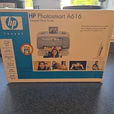 HP Photosmart A616 Compact Photo Printer New Sealed NIB Portable Inkjet Color - Image 1 of 4