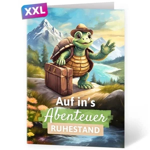 XXL Ruhestandskarte Abenteuer Rente Schildkröte Abschied Karte Kollege lustig - Bild 1 von 9