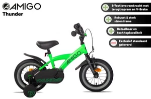 AMIGO Kinderfahrräder Jungen Thunder 12 Zoll 21 cm Jungen Rücktrittbremse Neongr - Bild 1 von 8