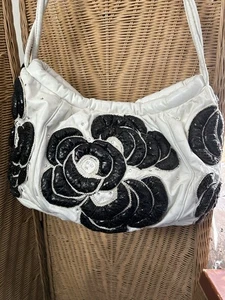 Vintage Rita Diane For Mylinka Handtasche weiß schwarz 80er groß Glam Festival Retro - Bild 1 von 12