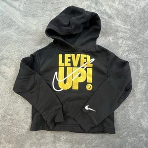 Nike 3 Brand Hoodie Youth Small Black And Gold Level Up Pocket Pouch Drawstring - Picture 1 of 8