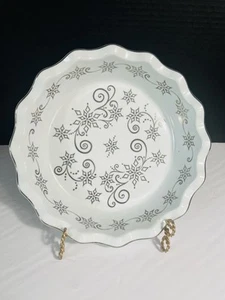 Temptations “Winter” SW914599 White/Silver Snow Flakes Fluted Pie/Quiche Dish - Picture 1 of 10
