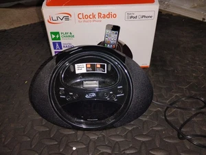 iLIVE ICP 122B Clock Radio for iPod and iPhone Black 30-Pin Dock Connector - Picture 1 of 11