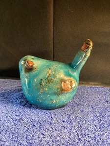 Vintage Bitossi Stil Porzellan Vogel Figur Distressed Türkis Glasur Braun A - Bild 1 von 8