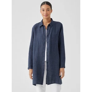 Eileen Fisher PM Washed Organic Linen Délavé Long Shirt - Bild 1 von 11