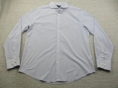 Camisa Murano masculina grande azul branca xadrez botão para baixo slim fit vestido confortável - Imagem 1 de 4