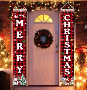 Weihnachtsdeko Frohe Weihnachten Banner Xmas Veranda Türschild Willkommen Verbot... - Bild 1 von 8