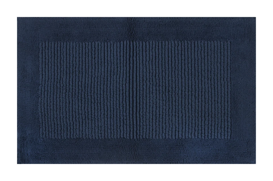 Alfombra de baño reversible estilo hotel azul algodón egipcio 24" X 40" lavable a máquina Foto 1 de 4