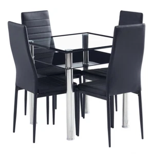 Modern Set of 4 Dining Chairs Metal Legs High Back Padded Seat Home Furniture - Picture 1 of 8