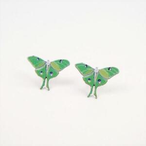 Sienna Sky Earrings Green Luna Moth Sterling Silver Post Stud Earrings Unique