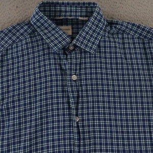 Culturata Shirt Mens L 16.5 42 Blue Check 100% Cotton Oxford OCBD Made in Italy - Picture 1 of 11