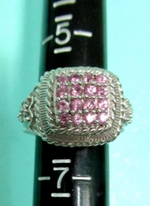 Judith Ripka Sterling Silver Pink Sapphire & Diamonique Ring Size 6.25 Gift Box - Picture 1 of 10