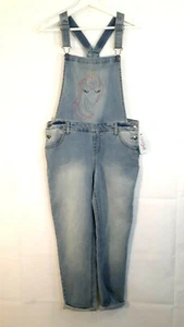 Cat & Jack Girls XL 14-16 Embroidered Unicorn Face On Bib Denim Jeans Overall - Picture 1 of 12