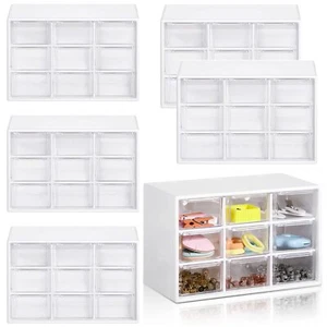 6 Pcs Mini Drawer Organizer Small Organizer with 9 Drawers Plastic Desktop Cr... - Picture 1 of 7