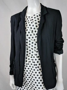 ABRIGO BLAZER INFORMAL NEGRO DE MUJER TALULA ARITZIA BOLSILLOS FRUNCIDOS TALLA S - Imagen 1 de 6