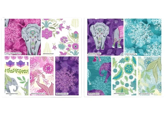 Crafts Fabrics Elephant Festival by Sarah Payne M+B Organic Cotton Fat Quarters - Image 1 of 1