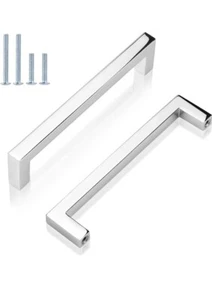 GOBEKOR 10 Pack Polished Chrome Drawer Pulls Solid Handle Size: 5-3/8" O.L /5" - Picture 1 of 3