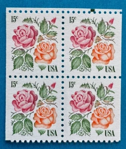 US Stamps Scott 1737 15c 1978 Roses booklet pane of 4 M/NH Post Office fresh - Picture 1 of 3