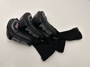 SET OF 3 PING i25 HYBRID RESCUE WOOD 17* 19* 22* GOLF HEADCOVERS BLACK RED NEW