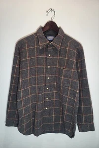 Vintage Pendleton Shadow Plaid Flannel Button Shirt Size L - Picture 1 of 5