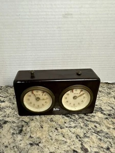 RARO RELOJ DE AJEDREZ BAQUELITA DE COLECCIÓN HECHO EN ALEMANIA OCCIDENTAL ART DECO MAESTRO - Imagen 1 de 5