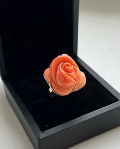 Vintage Ring klassisch Natur Koralle MOMO Gelbgold 585 14K Schmuck Damen Uniq - Bild 1 von 8