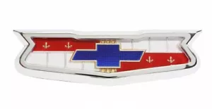 56 Chevy V8 Hood Emblem & Bezel 1956 Chevrolet New - Picture 1 of 2