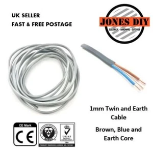 CABLE DE ILUMINACIÓN DOBLE Y DE TIERRA DE 1 MM CABLEADO T&E GRIS PLANO DOMÉSTICO 1,0 MM - Imagen 1 de 7