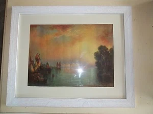 Antique 1926 White Wood Framed 'Grand Canal" M Ferris Smith Art Print - Picture 1 of 5