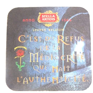UNDER BOCK COASTER DESSOUS DE VERRE 9,5 cm x 9,5 cm STELLA ARTOIS BELGIQUE - Picture 1 of 2