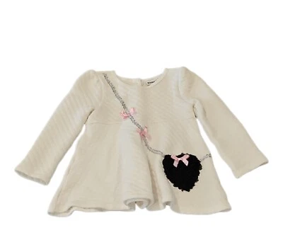Kids Headquarters Shirt Girls' 4T White Black Ruffle Heart Purse Pink Bowtie - Image 1 of 4