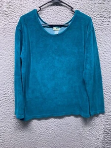 LL Bean Blouse VTG USA Women Large Blue Top Soft Long Sleeve Round Neck Pullover - Picture 1 of 8