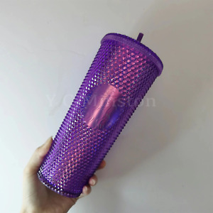 Hot Starbucks Purple hologram Diamond Stud Tumbler Cup 24oz/710ml Cold Beverage.