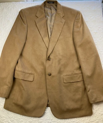 Supra-Suede L44 Jeffrey Banks Sportcoat 2-Btn Camel Tan Super Soft Blazer Jacket - Image 1 of 4