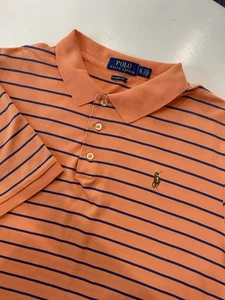 Polo Ralph Lauren Herren EUC klassische Passform XL Polo Golf Hemd melone & marineblau gestreift - Bild 1 von 9