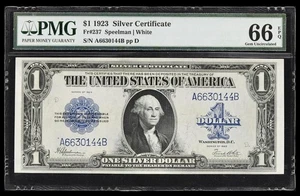 1923 $1 Silver Certificate PMG 66 EPQ Gem Uncirculated Serial A6630144B Fr.237 - Picture 1 of 2
