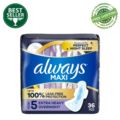 Always Maxi Pads with Wings, Size 5, Extra Heavy Overnight, 36 Count, Free Ship - Image 1 of 4