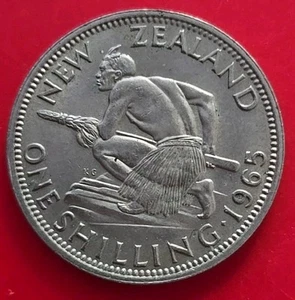 1965 New Zealand One Shilling - Almost Uncirculated - Foto 1 di 2