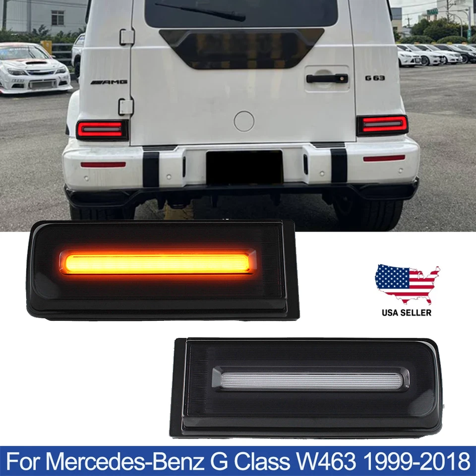 W464 Style SMOKE LED Sequential Signal Tail Lights For 1999-2018 Mercedes W463 G Foto 1 de 4