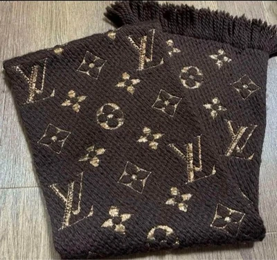 LOUIS VUITTON Echarpe Logomania Shine Brown x Gold M71383 Foto 1 de 4