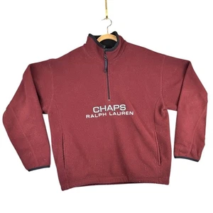 Pullover Chaps Ralph Lauren Para Hombre Grande Borgoña Vellón Cuarto Cremallera Bordado - Imagen 1 de 12