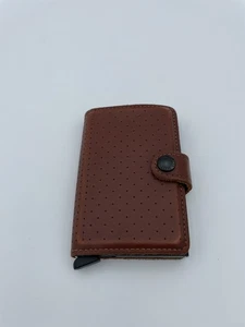 Secrid Mini Wallet Genuine Leather Perforated Cognac RFID Safe Card Case 12 Card - Picture 1 of 16