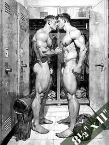 Fine Art Print, Handsome athletes in a Locker Room Male Poster Gay poster - 2444 - Picture 1 of 2