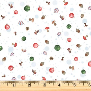 Frost & Fable Ornament Toss White 05800W 100% Cotton Fabric by the half yd - Picture 1 of 3