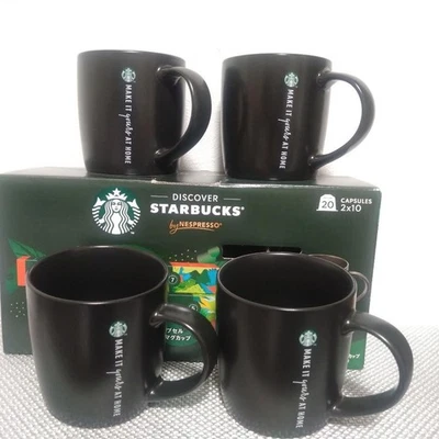 Tazze Starbucks Coffee Company 370 ml 12,5 oz tazza impilabile nera set 4 - Immagine 1 di 3
