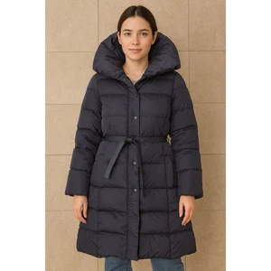 Weekend MaxMara Women's Navy Down Puffer Coat Jacket Belted Hooded - Size 4 - Picture 1 of 14