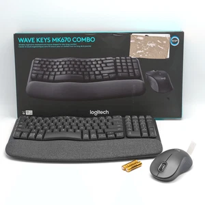 Logitech Wave Keys MK670 Combo Ergonomic Wireless Keyboard & Mouse - In Graphite - Afbeelding 1 van 9