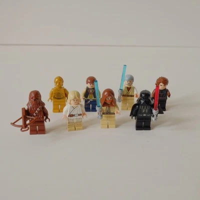 Authentic LEGO Minifigure Lot of 8 Star Wars Jedi, Darth Vader, Chewbacca, C-3PO - Image 1 of 4