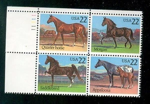 US USA Sc# 2158a MNH FVF PL# BLOCK Horses Appaloosa Morgan Saddlebred Quarter - Picture 1 of 1